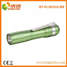 Factory Sale Cheap Yellow Light Promotional Aluminum Metal 1aa Battery Operated 0.5w led Small Cheap Flashlight Pens with Clip